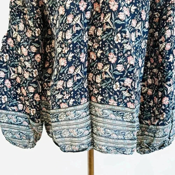 LUCKY BRAND Women Long Sleeve Pullover Keyhole Neck Floral Shirt Top Sz Medium - Picture 9 of 12